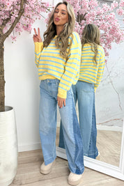 Happy stripes trui - Geel
