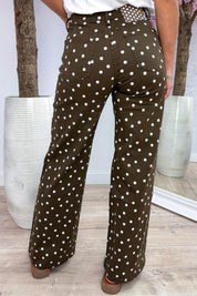 Polkadot wide leg jeans - Bruin