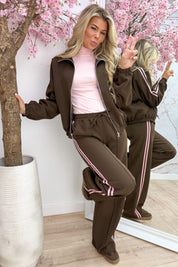 Yours to keep stripe bomber - Roze