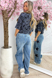 Destroyed star T-shirt - Navy