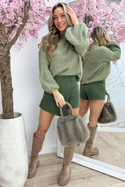 Balloon sleeve trui - Army