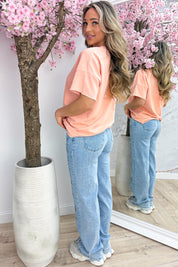 La dolce vita oversized T-shirt - Lt. oranje