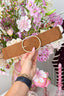 Ceinture stretch pailletée aspect suède - Camel