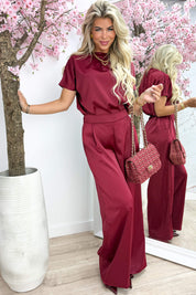So Ready Silky Co -Ord - DK. red