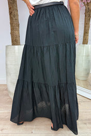 Cotton maxi skirt - Zwart