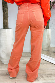 Orange power wide leg jeans - Oranje