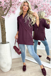 Beliebter Split Blazer - Bordeaux
