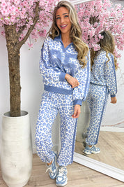 Striped leopard comfy co-ord - Jeans blue
