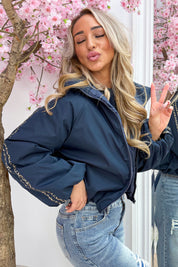 Leopard stripe bomber - Navy