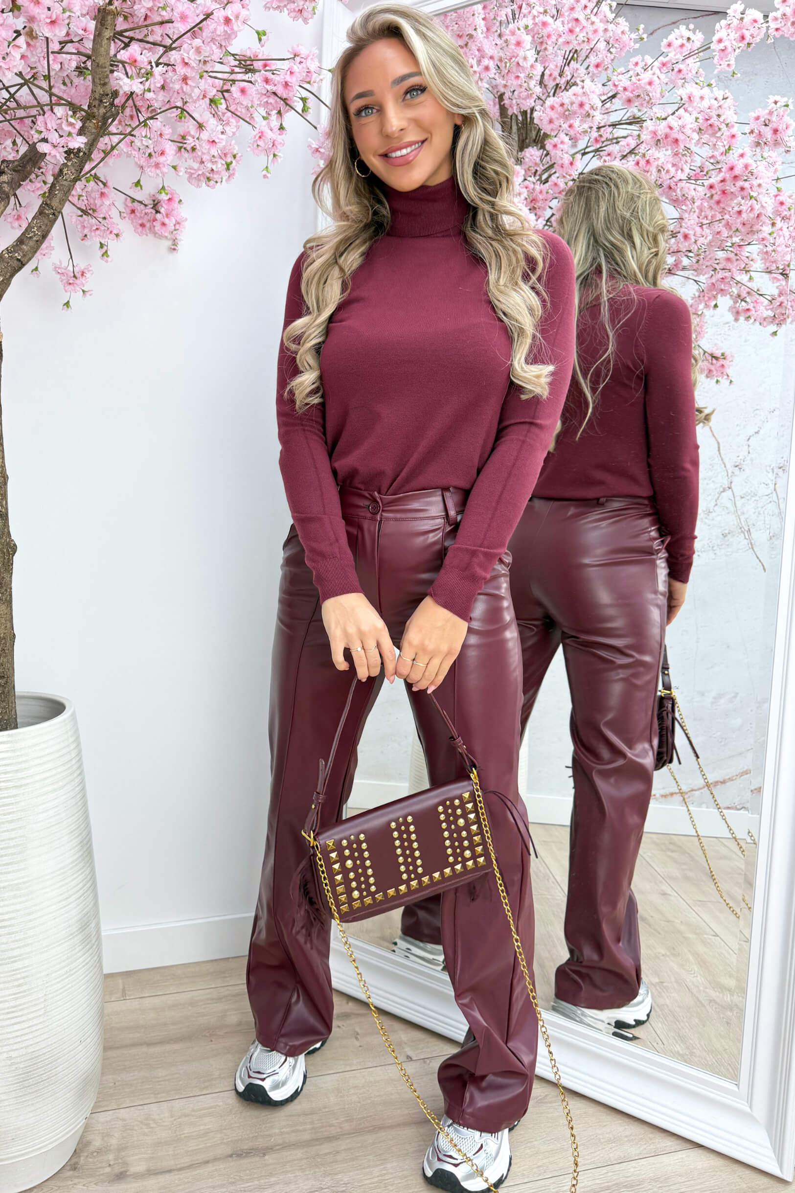 Studded franje bag - Bordeaux