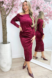Chic velvet dress - Bordeaux