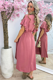 Rio ruffle maxi dress - Dk. roze