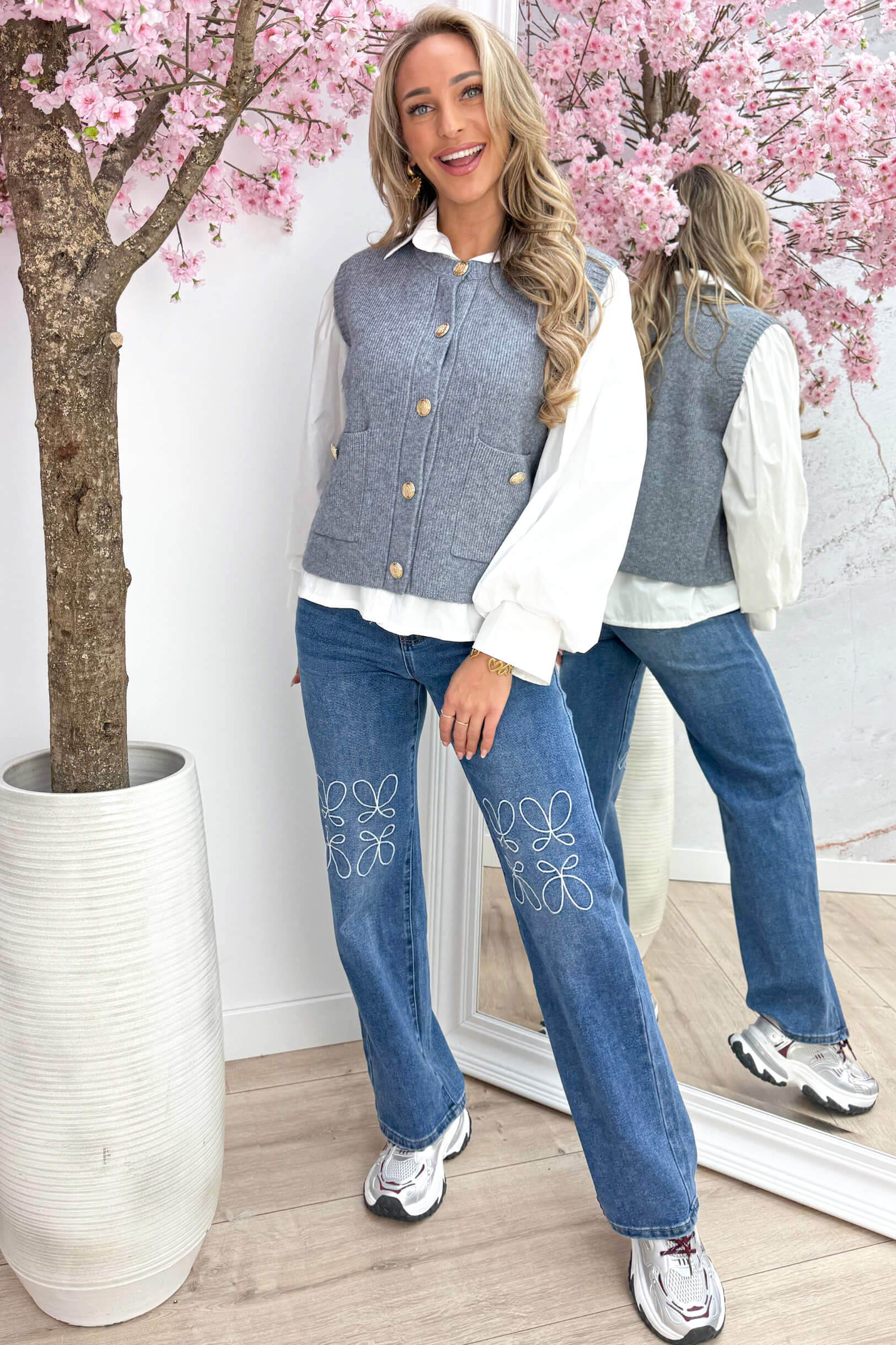 Favorite ribbed gilet - Lt. grijs