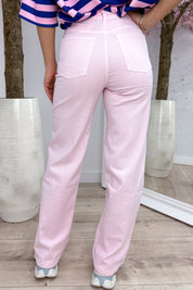Everyday basic straight leg jeans - Roze
