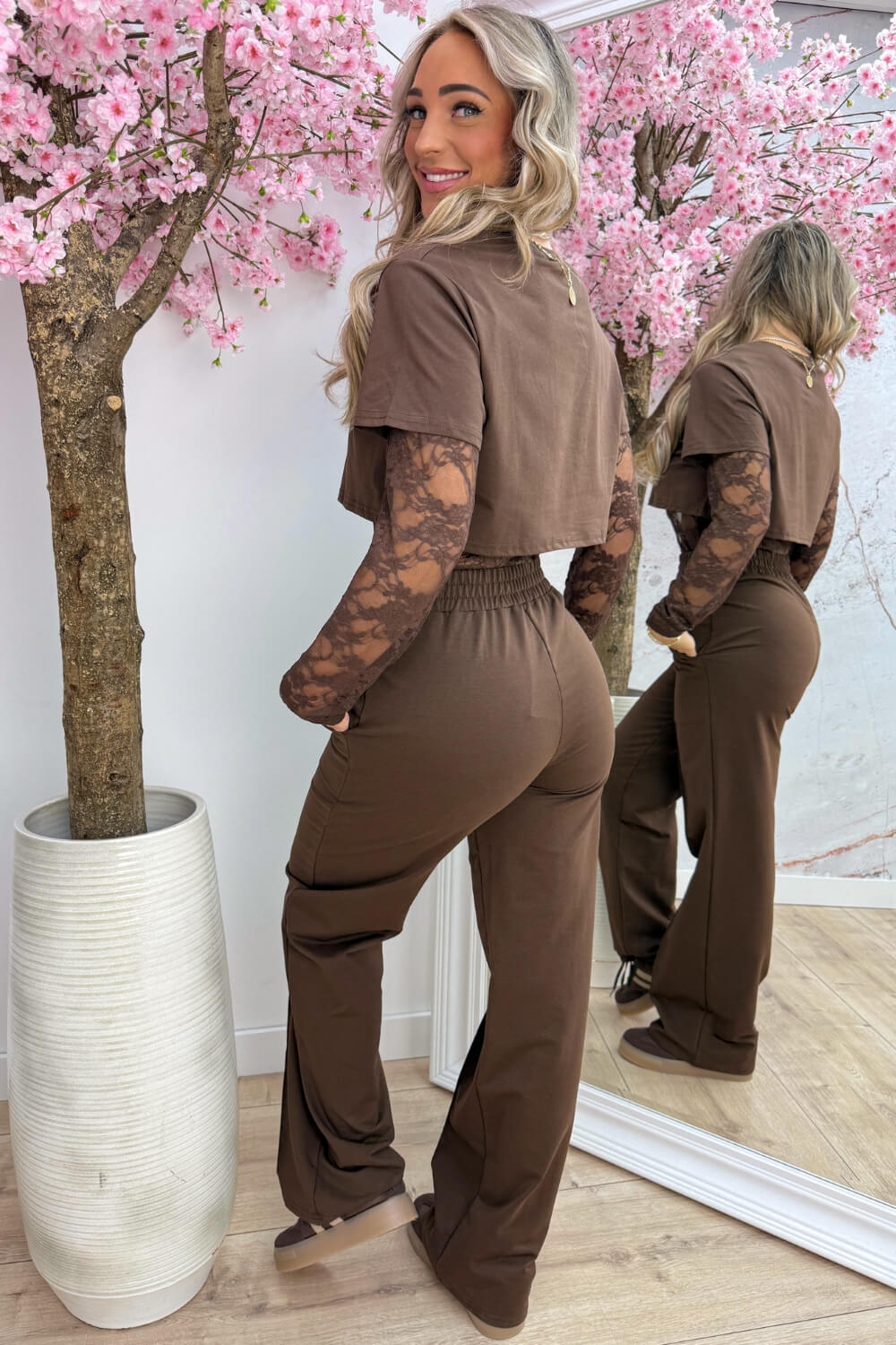 Two in one lace body - Bruin