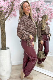 Checkered bow blouse - Bordeaux