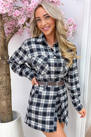 The next checkered dress (Incl. riem) - Zwart
