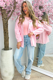 I love teddy denim jacket - Roze