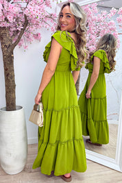 Malibu ruffle dress - Olijf