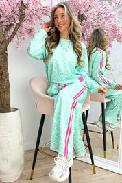 Leopard perfect embleem comfy co-ord - Mint