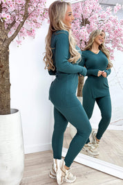 Ribbed comfy co-ord - Dk. groen