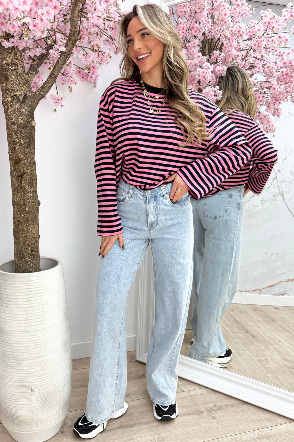 Stripe it easy topje - Zwart