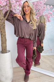 Countryside checks blouse - Bordeaux