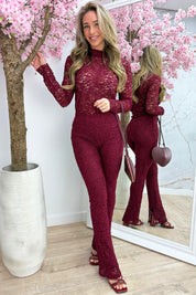 Glow up lace co-ord - Bordeaux