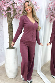 Button up comfy co-ord - Bordeaux