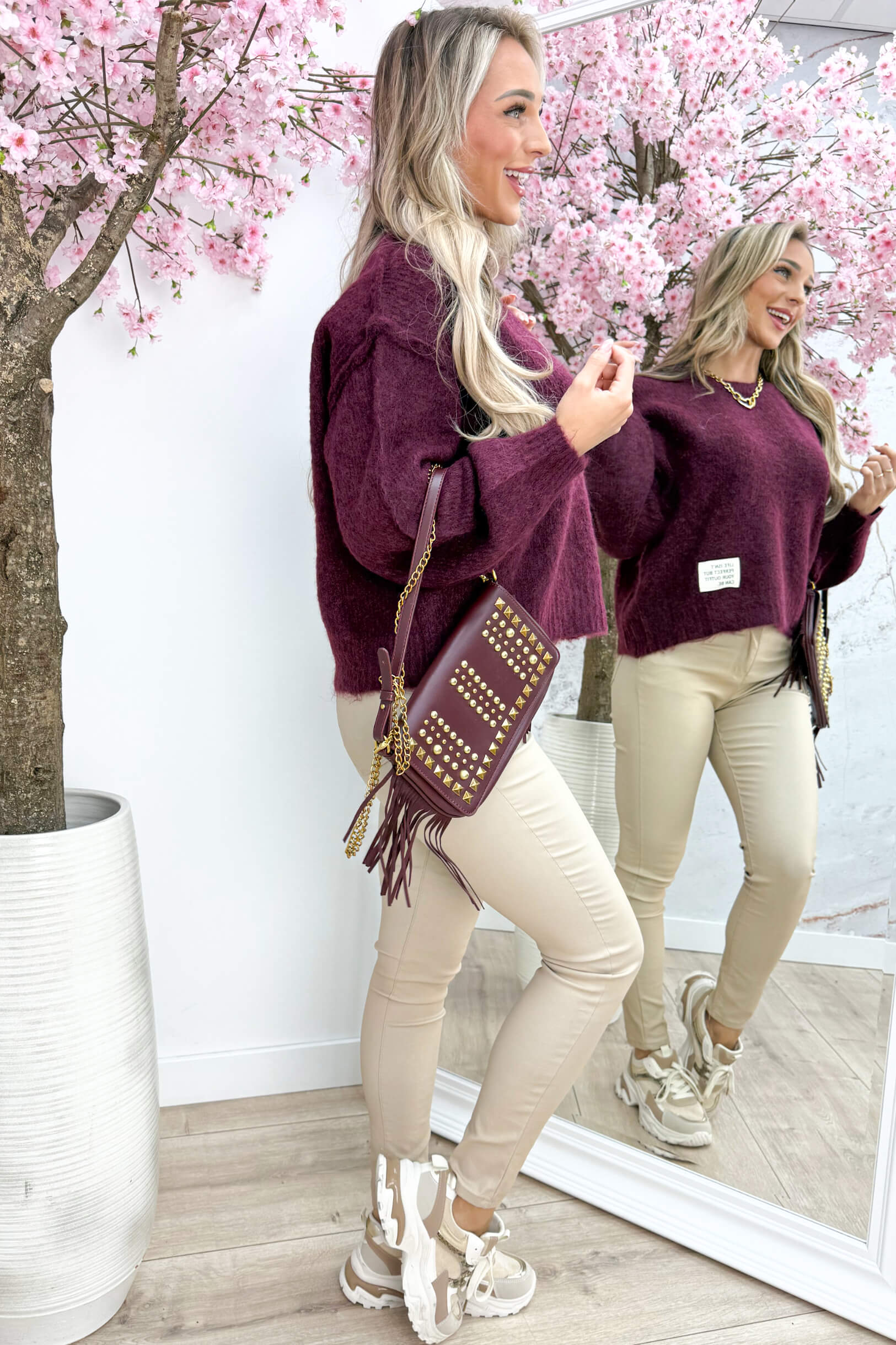 Perfect embleem knitted trui - Bordeaux