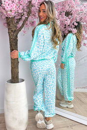 Striped leopard comfy co-ord - Mint