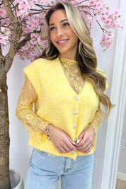 Layered lace topje - Geel