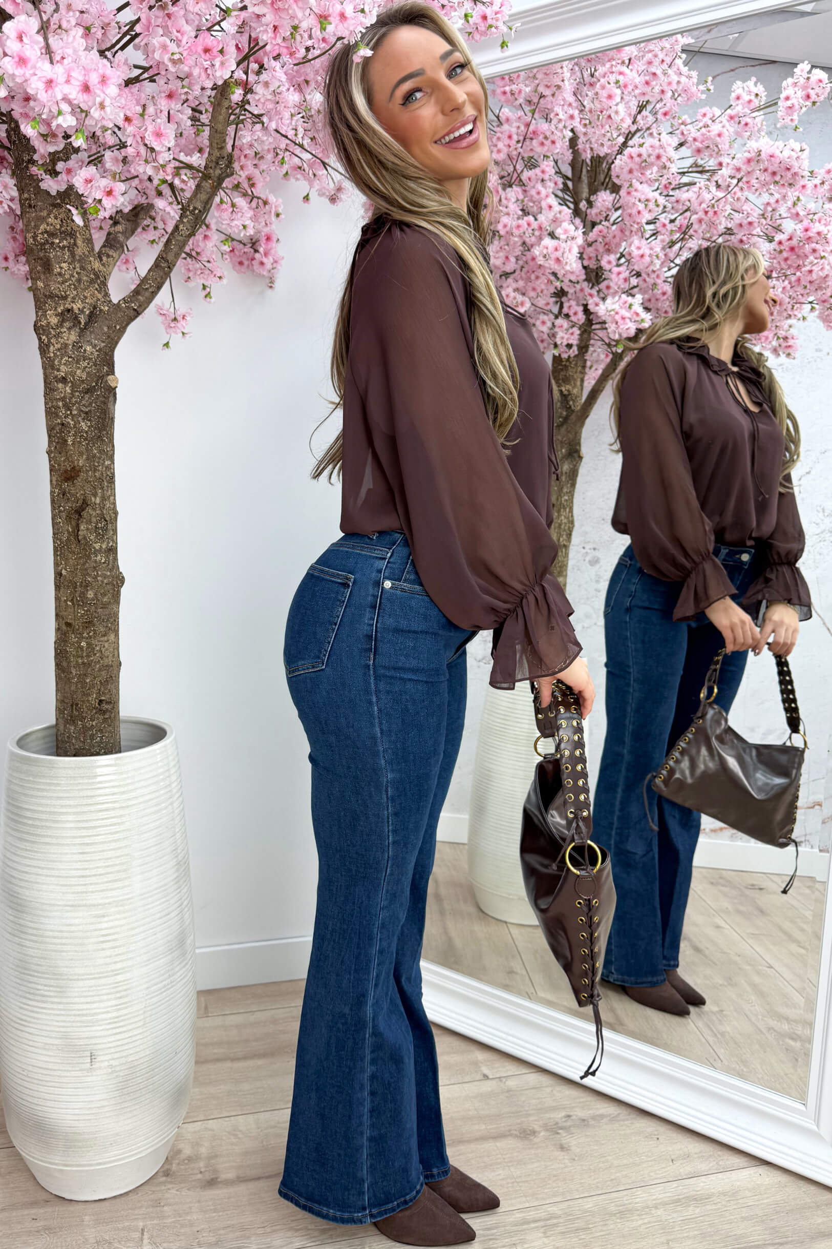 Adorable ruffle topje - Bruin