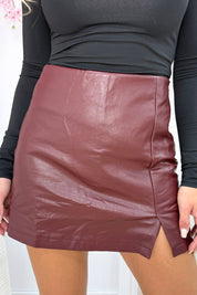 Leather look split skort - Bordeaux