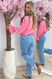 Sweet heart stripe cotton topje - Oranje