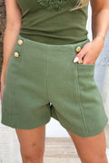 Gold button vilt short - Army
