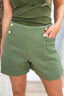 Gold button felt shorts - Army