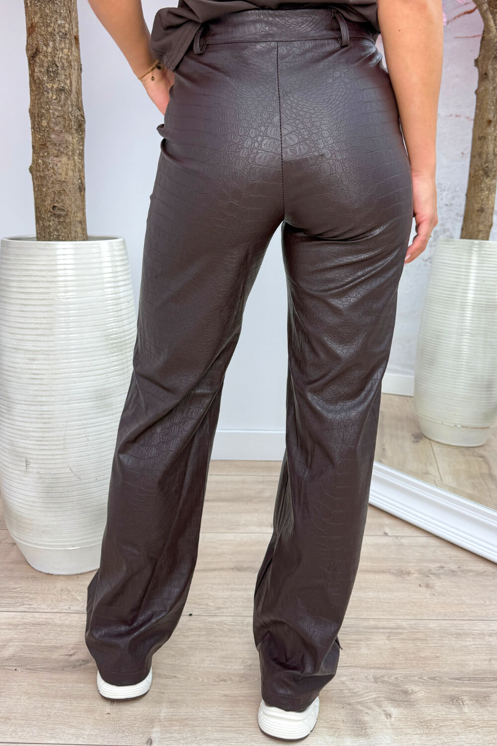 Pantaloni in similpelle cocco - Marrone