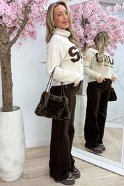 Soft knitted soho coll trui - Beige