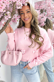 Silky bows trui - Lollypop roze