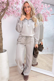 One zip away from comfy co-ord - Taupe