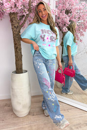 Leopard new york T-shirt - Mint
