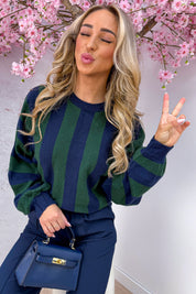 Stripe it up trui - Dk. groen