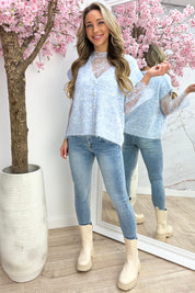 Layered lace topje - Sky blue
