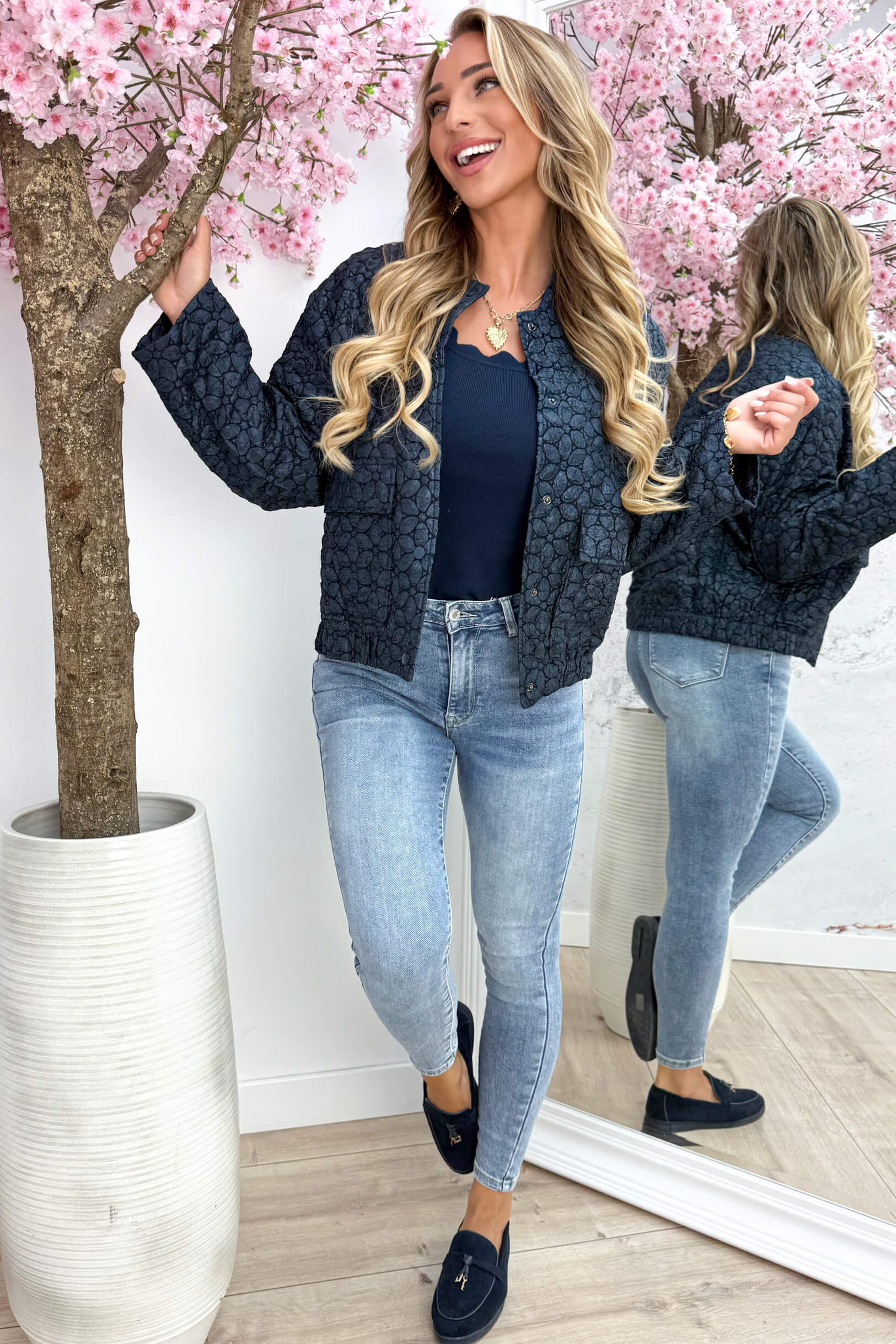 Feeling floral bomber jacket - Navy