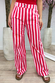 Striped straight leg jeans - Rood
