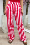 Striped straight leg jeans - Red
