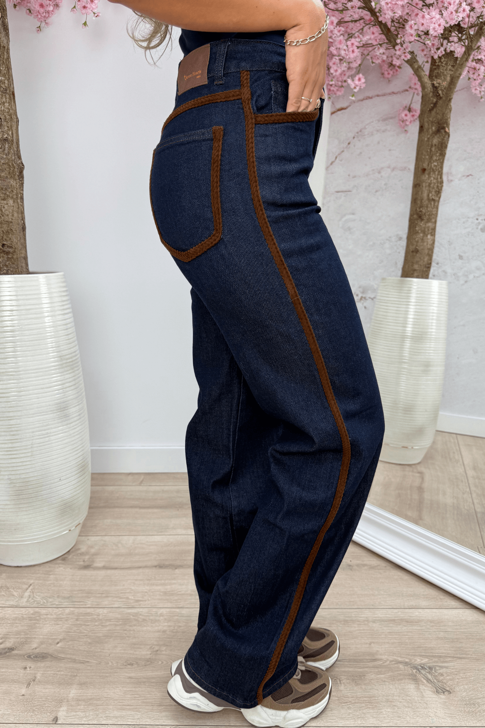Cable wide leg jeans W3775-1 - Jeans blue