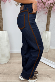 Cable wide leg jeans W3775-1 - Jeans blue