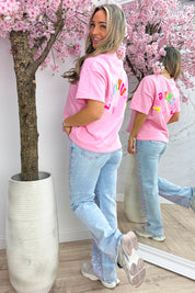 Lucky girl T-shirt - Lollypop roze